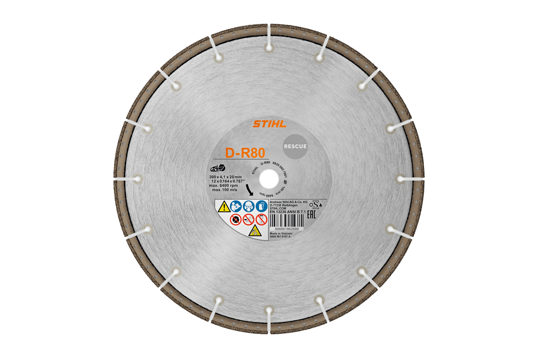 Diamant-doorslijpschijf D-R80, Ø 300 mm