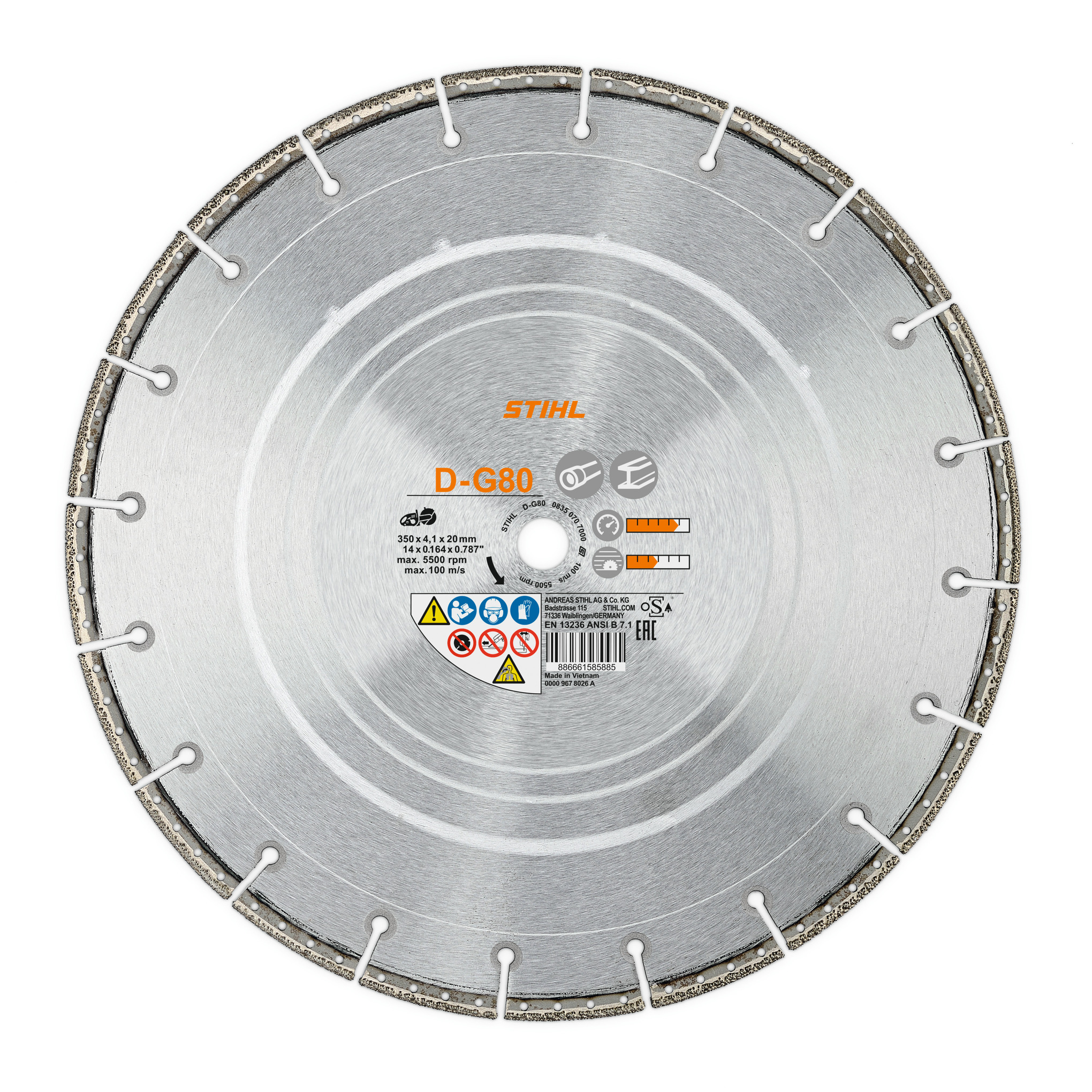 Diamant-doorslijpschijf D-G80, Ø 230 mm