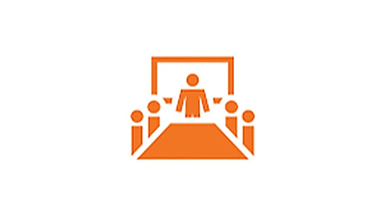 Oranje symbool van een vergaderzaal
