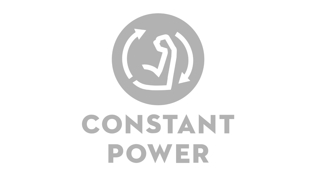 Pictogram met een opgespannen bovenarm en twee pijlen in wijzerzin, eronder staat 'Constant Power'