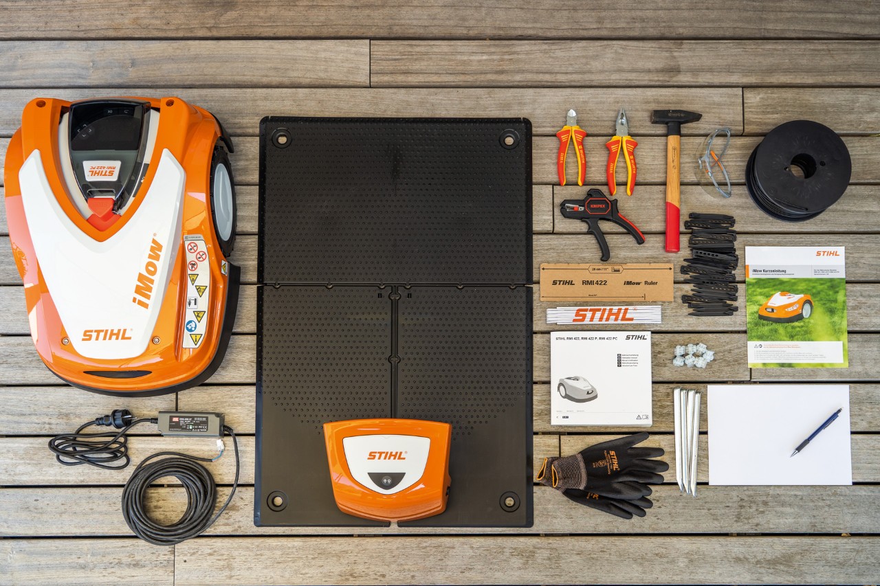 Materiaal voor de installatie van een STIHL iMOW® 422 robotmaaier